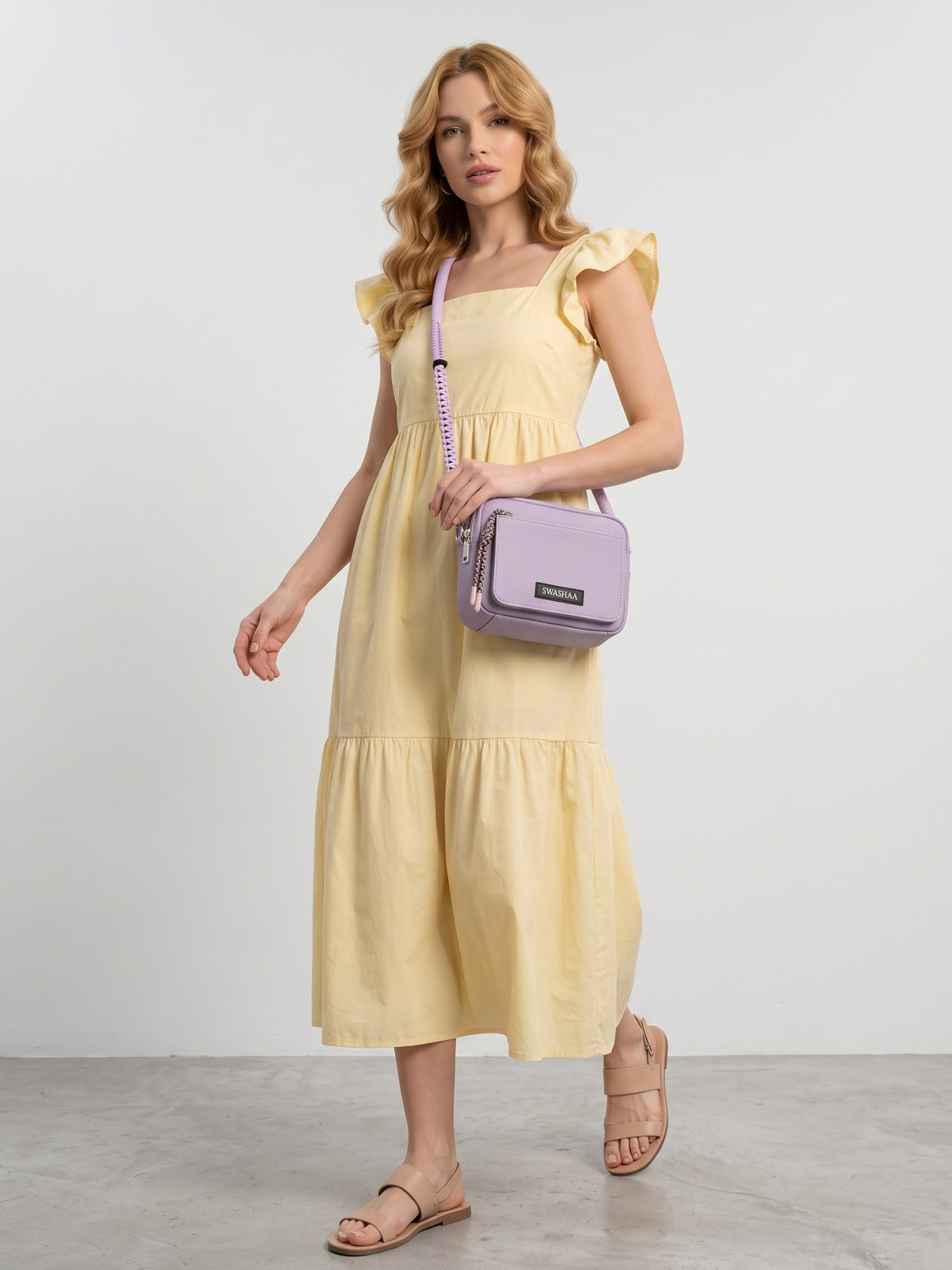 Lilac Lavander Two Pocket Women's Leather Shoulder Bag