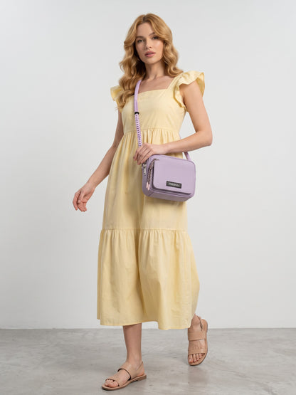 Lilac Lavander Two Pocket Women's Leather Shoulder Bag