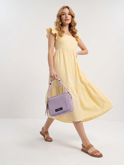 Lilac Lavander Two Pocket Women's Leather Shoulder Bag