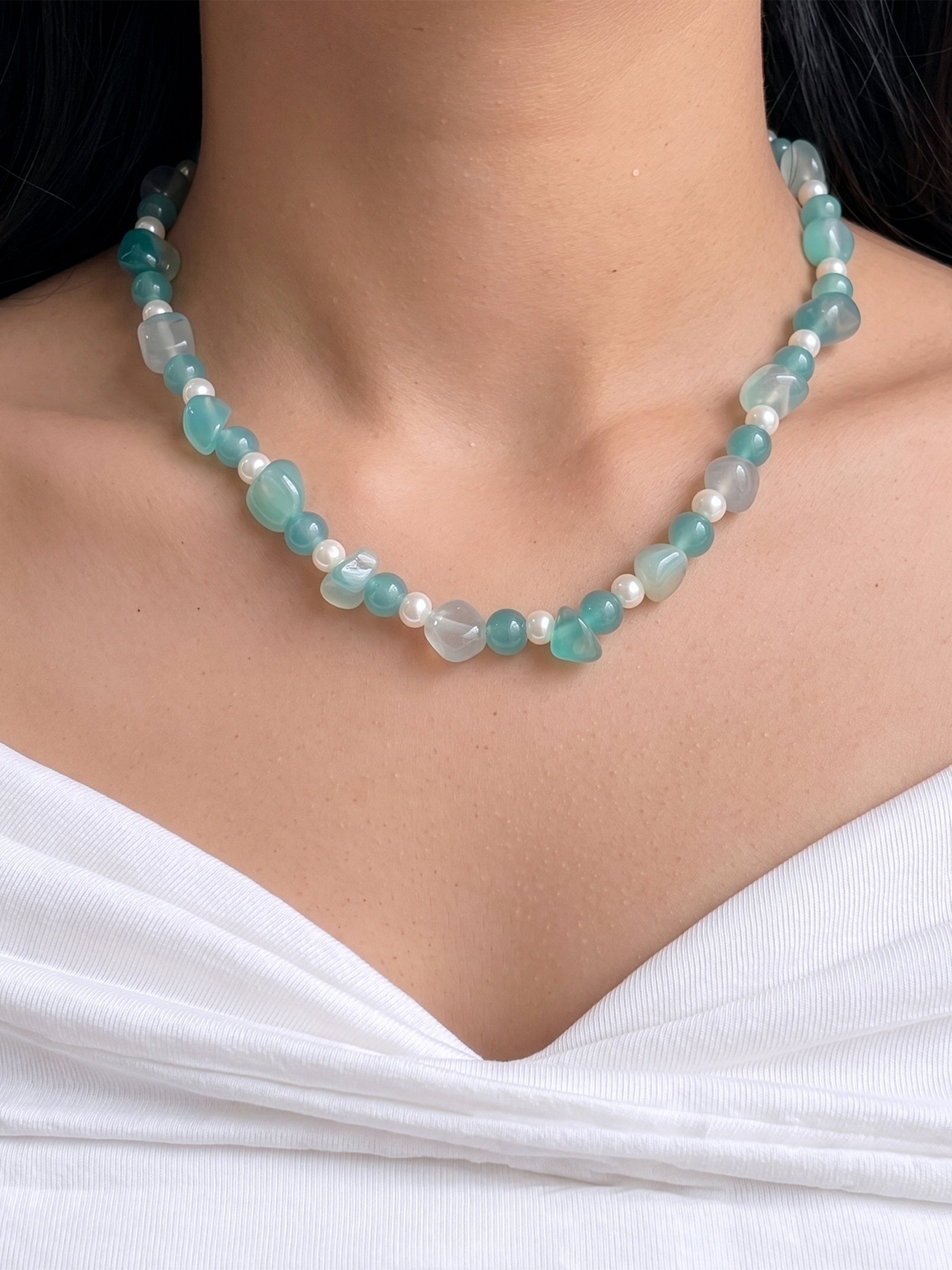 Lime Aqua Women’s Beaded Necklace