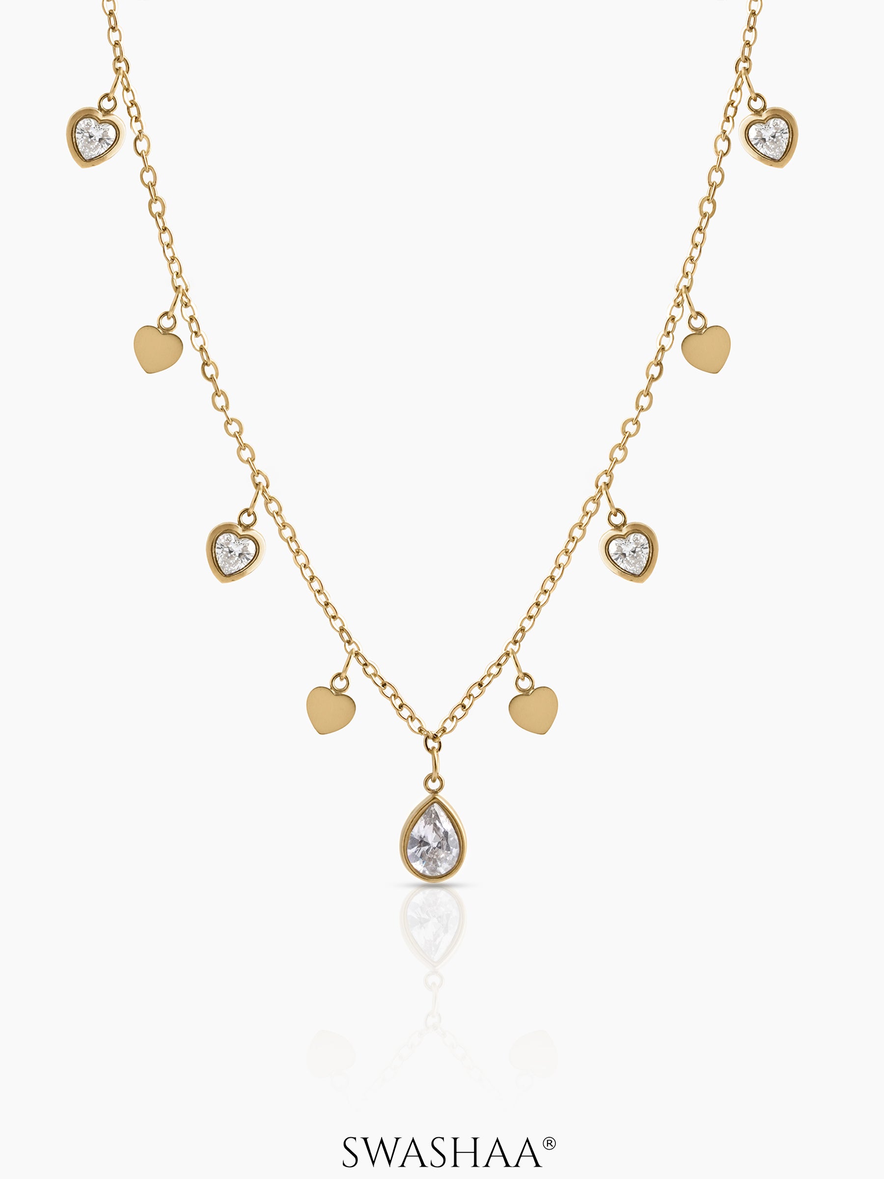Lirena Solitaire Heart Charms Necklace - Swashaa