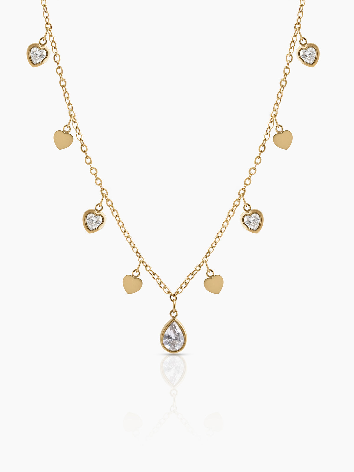 Lirena Solitaire Heart Charms 18K Gold Plated Women's Chain Pendant Necklace
