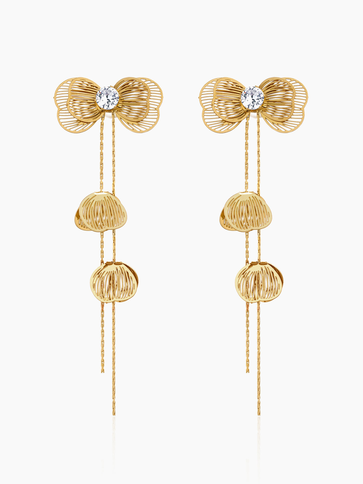 Liressa Bow 18K Gold Plated Threader Drop Dangling Earrings
