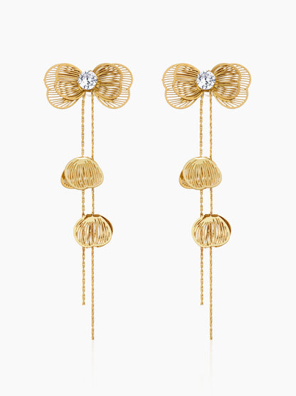 Liressa Bow 18K Gold Plated Threader Drop Dangling Earrings