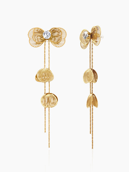 Liressa Bow 18K Gold Plated Threader Drop Dangling Earrings