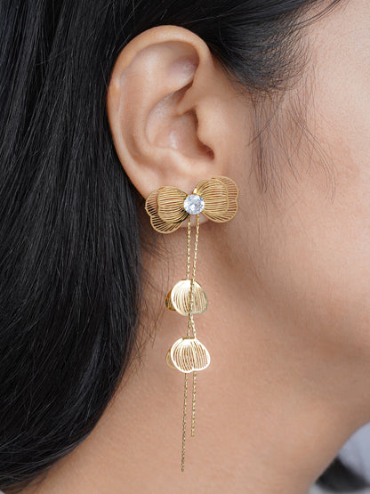 Liressa Bow 18K Gold Plated Threader Drop Dangling Earrings