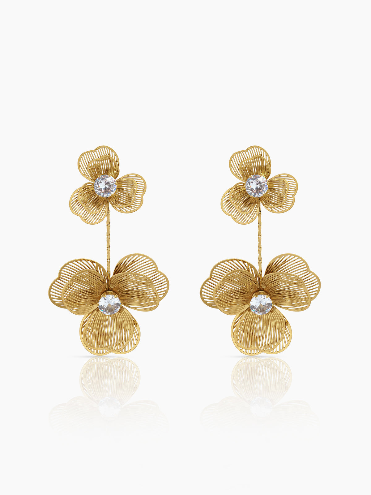 Liressa Flower 18K Gold Plated Threaded Drop Dangling Earrings