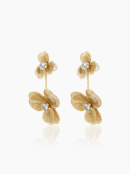 Liressa Flower 18K Gold Plated Threaded Drop Dangling Earrings