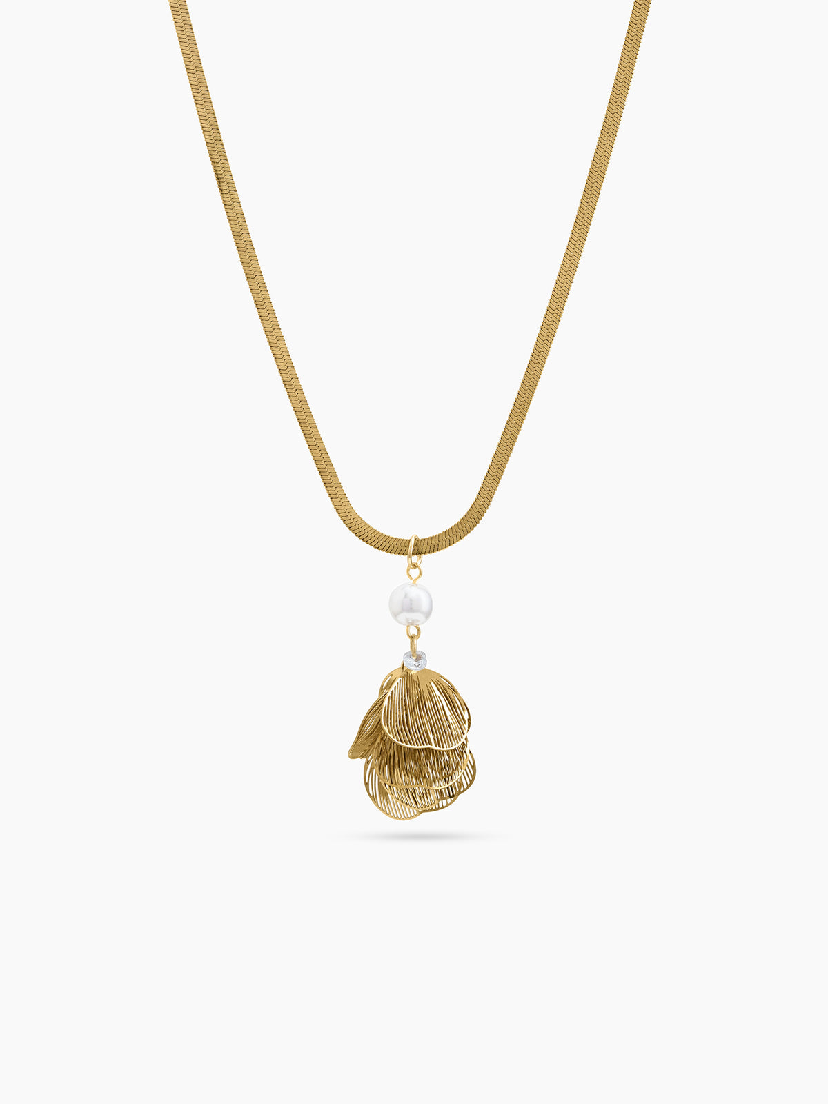 Liressa Pearl Diamond 18K Gold Plated Women's Chain Pendant Necklace