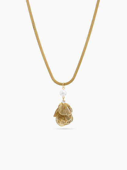 Liressa Pearl Diamond 18K Gold Plated Women's Chain Pendant Necklace