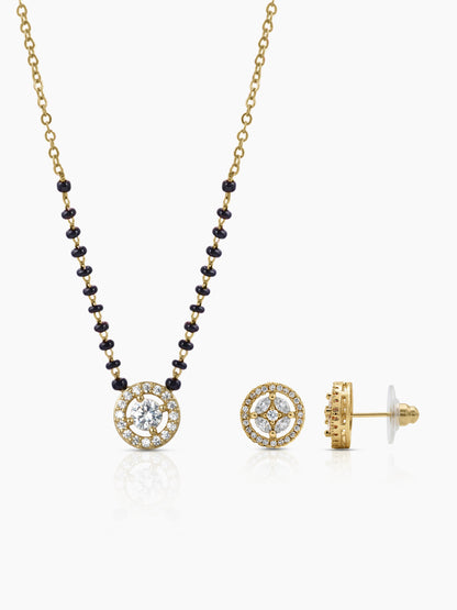 Lisa 18K Gold Plated Mangalsutra Jewelry Set Of 2 - Necklace & Earrings - Swashaa