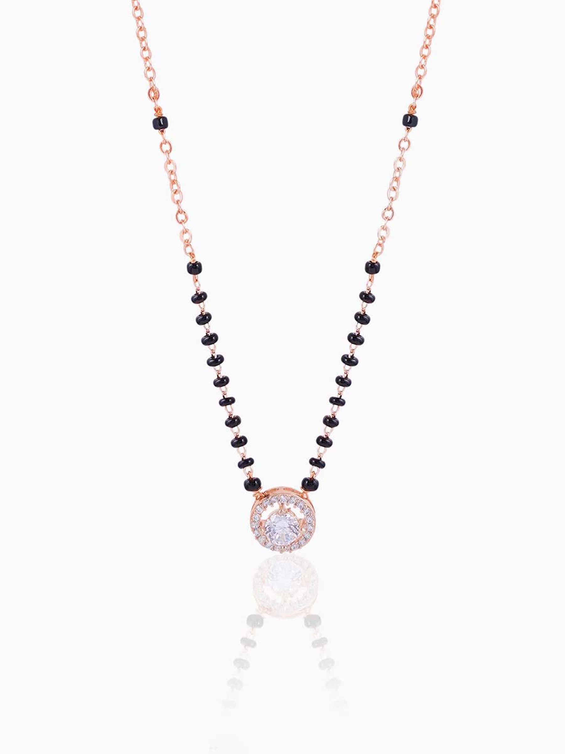 Lisa Circular Diamonds Rosegold Plated Pendant Mangalsutra