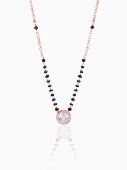 Lisa Circular Diamonds Rosegold Plated Pendant Mangalsutra