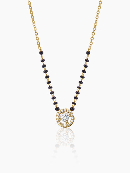 Lisa Circular Diamonds 18K Gold Plated Pendant Mangalsutra