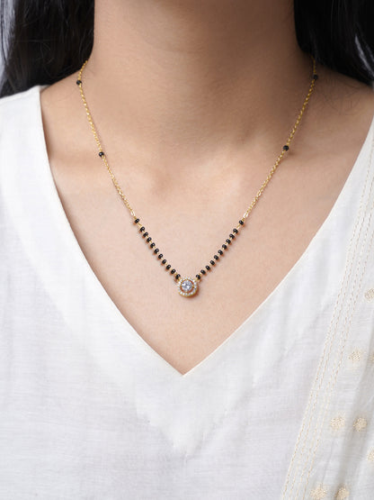 Lisa 18K Gold Plated Mangalsutra Jewelry Set Of 2 - Necklace & Earrings - Swashaa