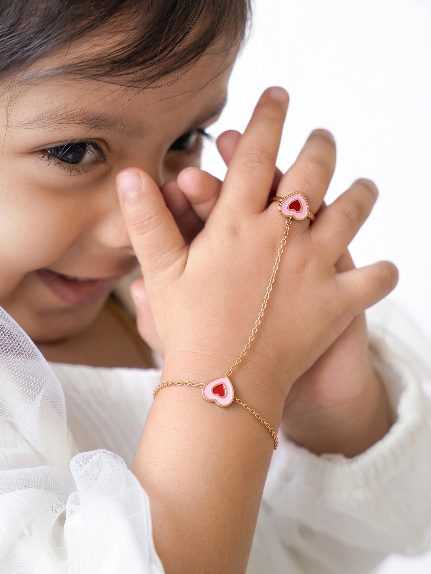 Little Love Heart 18K Gold Plated Kid's Ring Bracelet