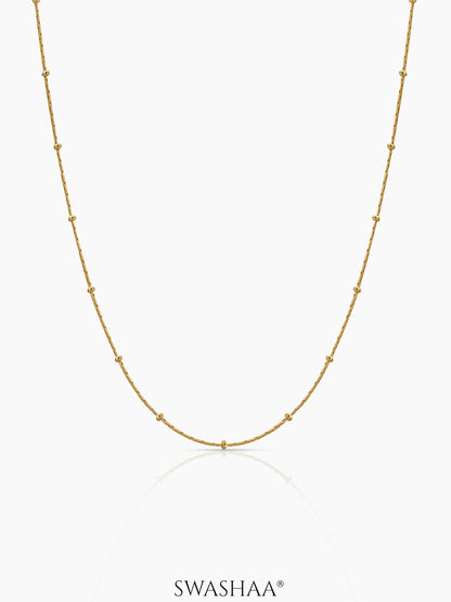 Liva Delicate Chain With Small Evenly Spaced Bead Accents 18K Gold Plated Chain
