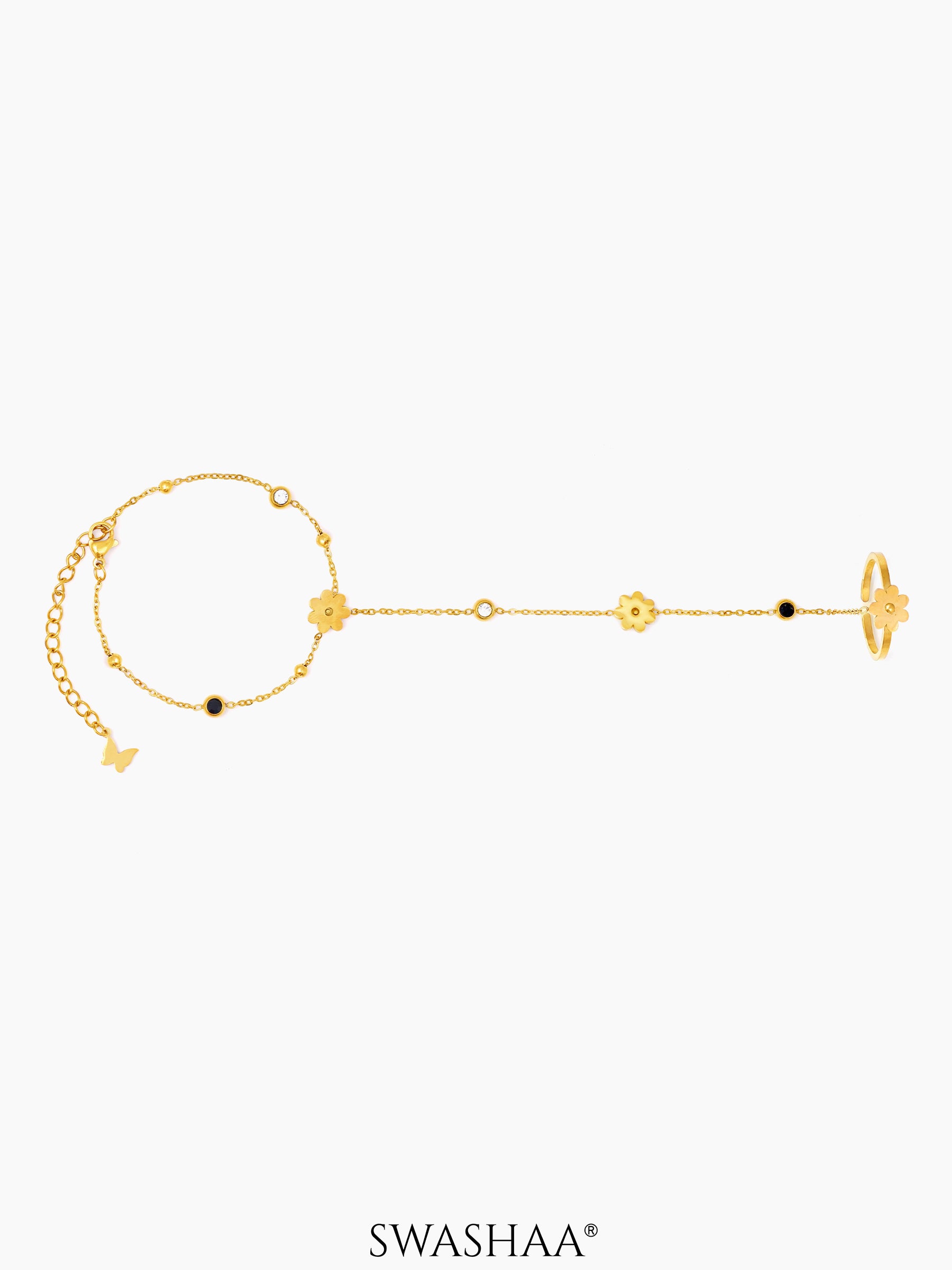 Liyana Elina Flower 18K Gold Plated Ring Bracelet