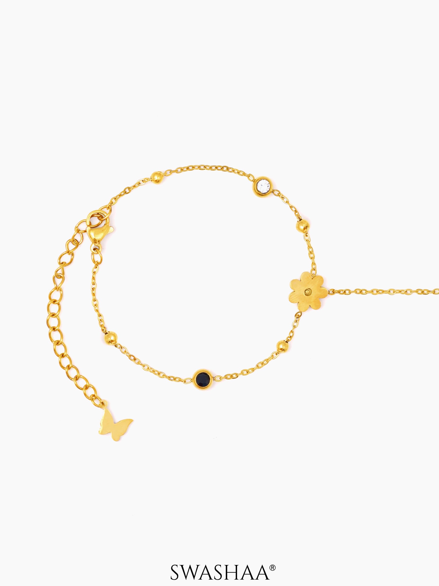 Liyana Elina Flower 18K Gold Plated Ring Bracelet