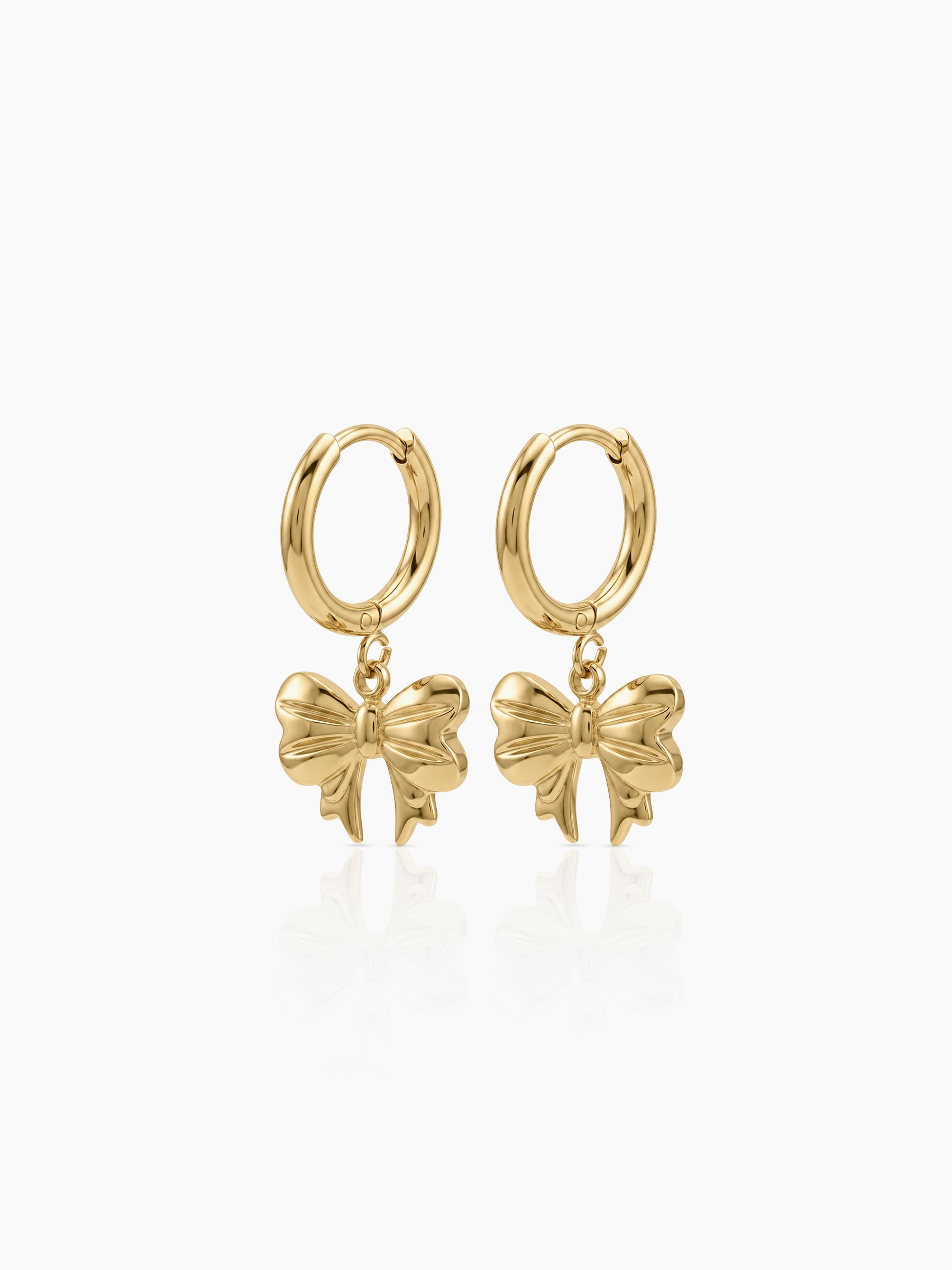 Liza Bow Charms 18K Gold Plated Women's Hoop Earrings