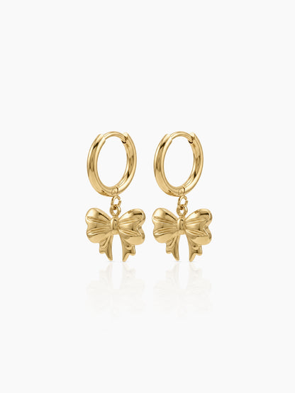 Liza Bow Charms 18K Gold Plated Women's Hoop Earrings