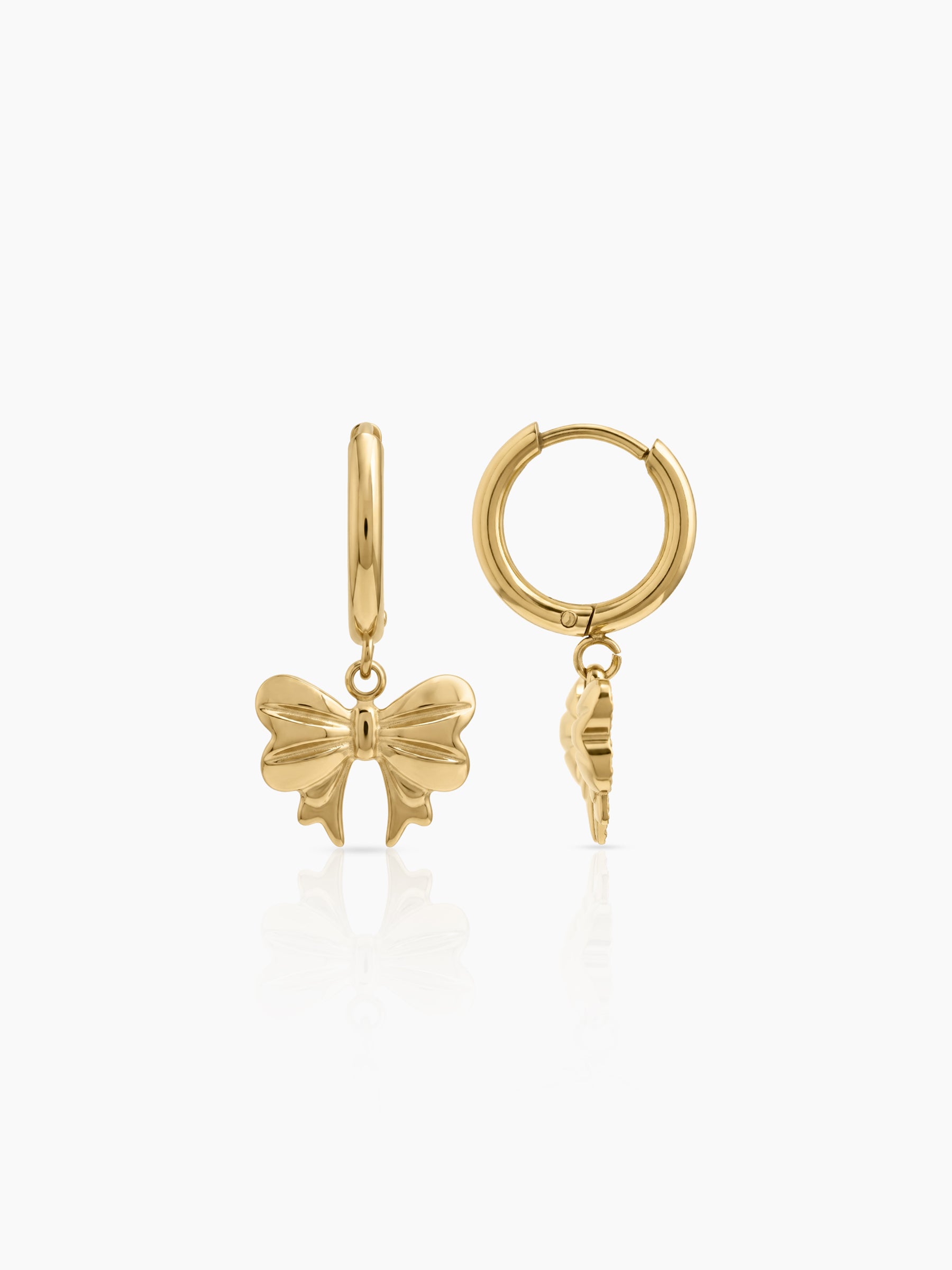 Liza Bow Charms 18K Gold Plated Women's Hoop Earrings