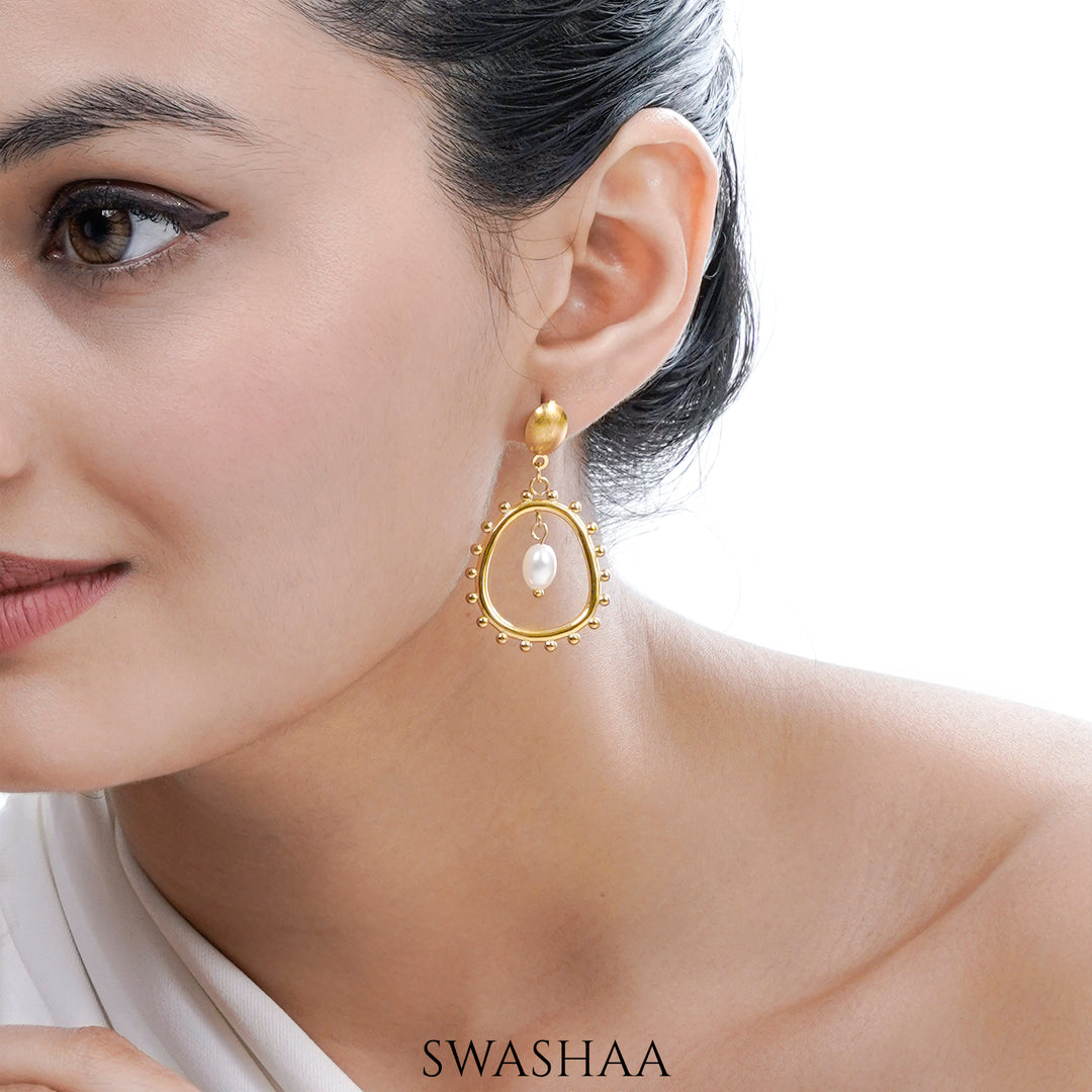 Loha Pearl 18K Gold Plated Earrings - Swashaa