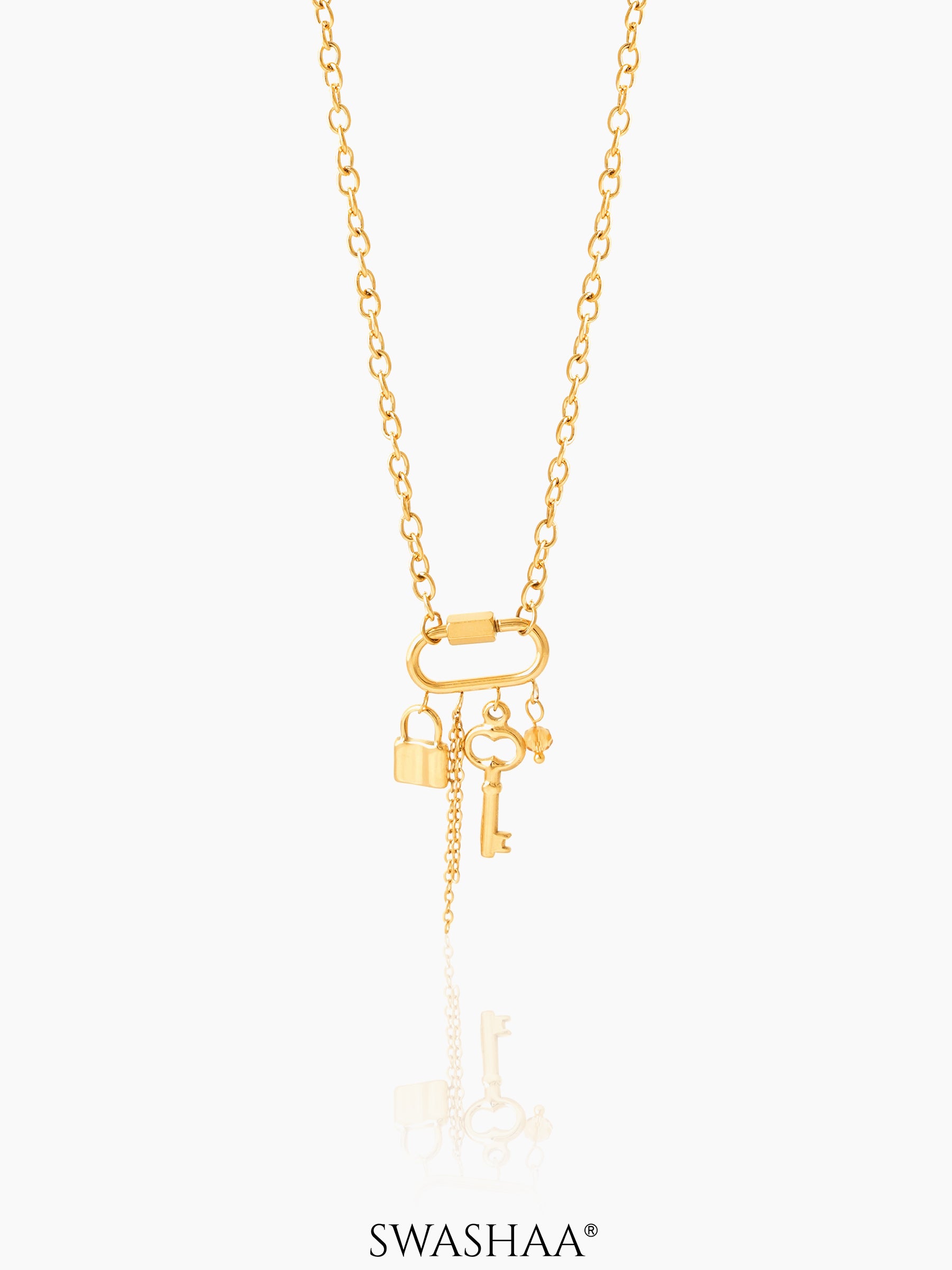 Loki Key-Lock Charm 18K Gold Plated Chain Pendant Necklace