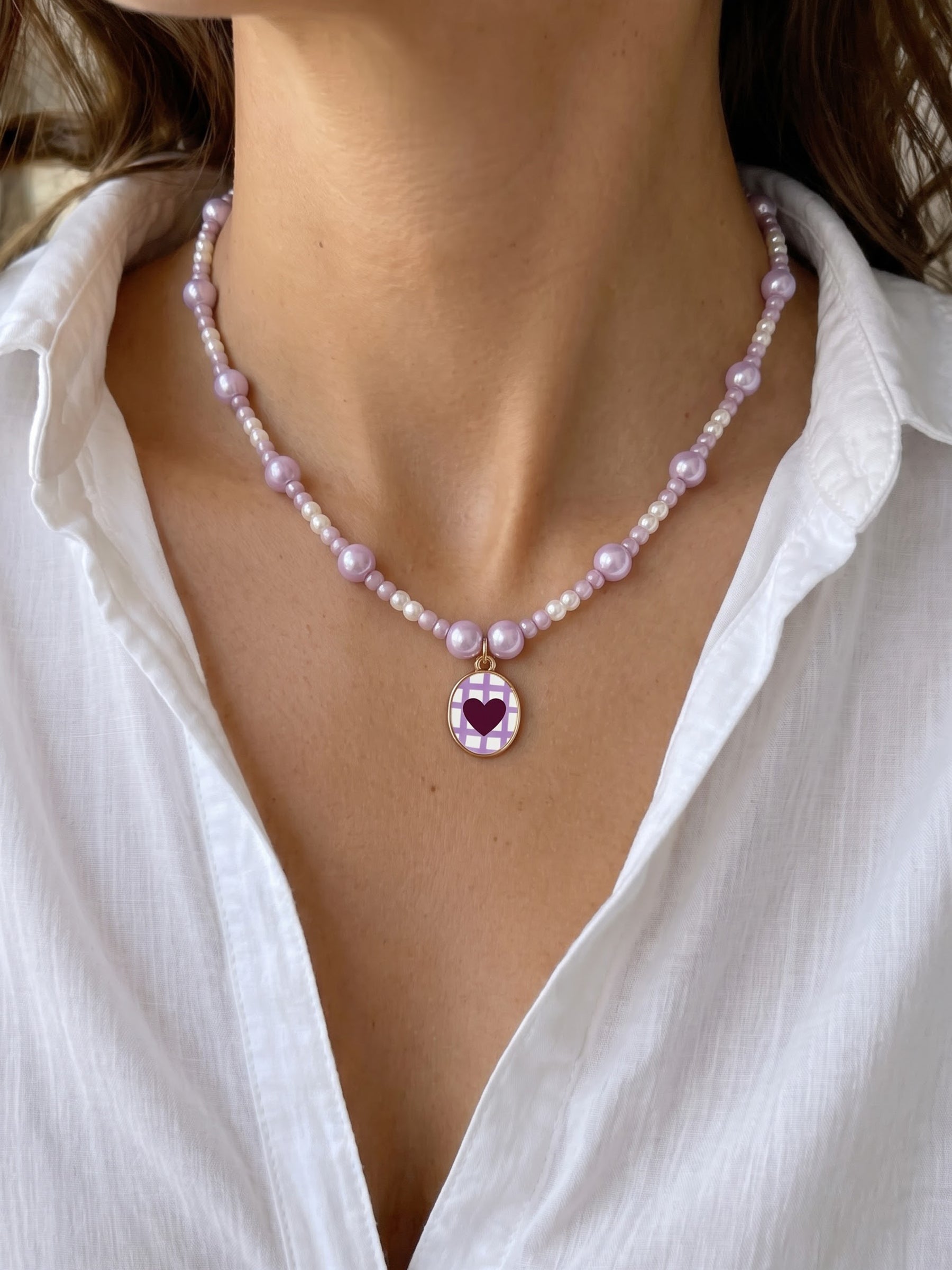 Lola Lilac Heart Women’s Beaded Necklace