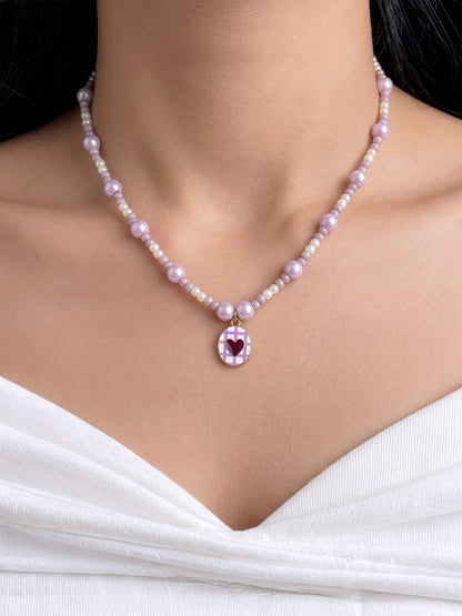 Lola Lilac Heart Women’s Beaded Necklace