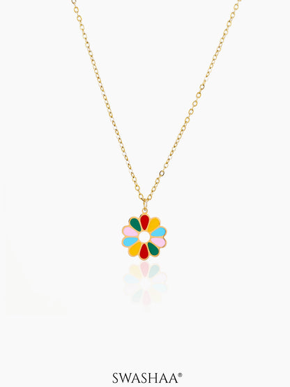 Lolly Flower Charm 18K Gold Plated Kid's Chain Pendant Necklace