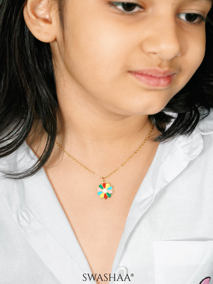 Lolly Flower Charm 18K Gold Plated Kid's Chain Pendant Necklace