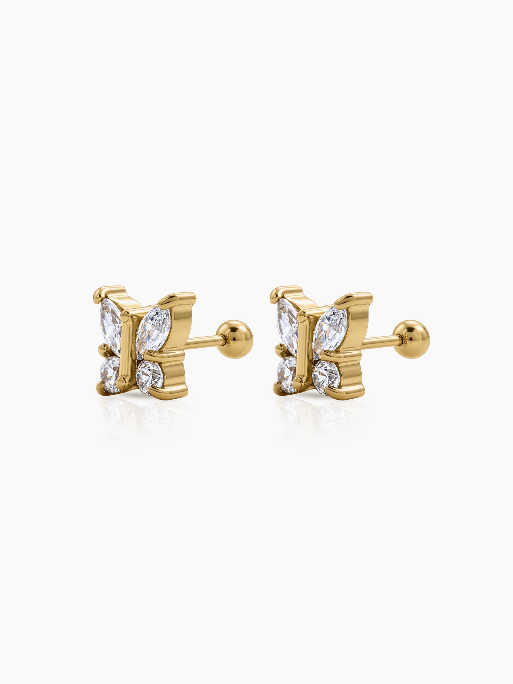 Loraya Butterfly Diamond 18K Gold Plated Women's Earrings