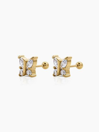 Loraya Butterfly Diamond 18K Gold Plated Women's Earrings