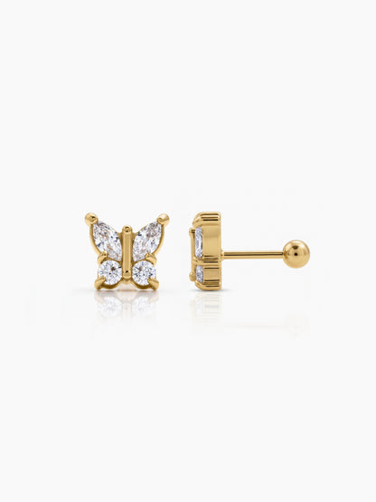 Loraya Butterfly Diamond 18K Gold Plated Women's Earrings
