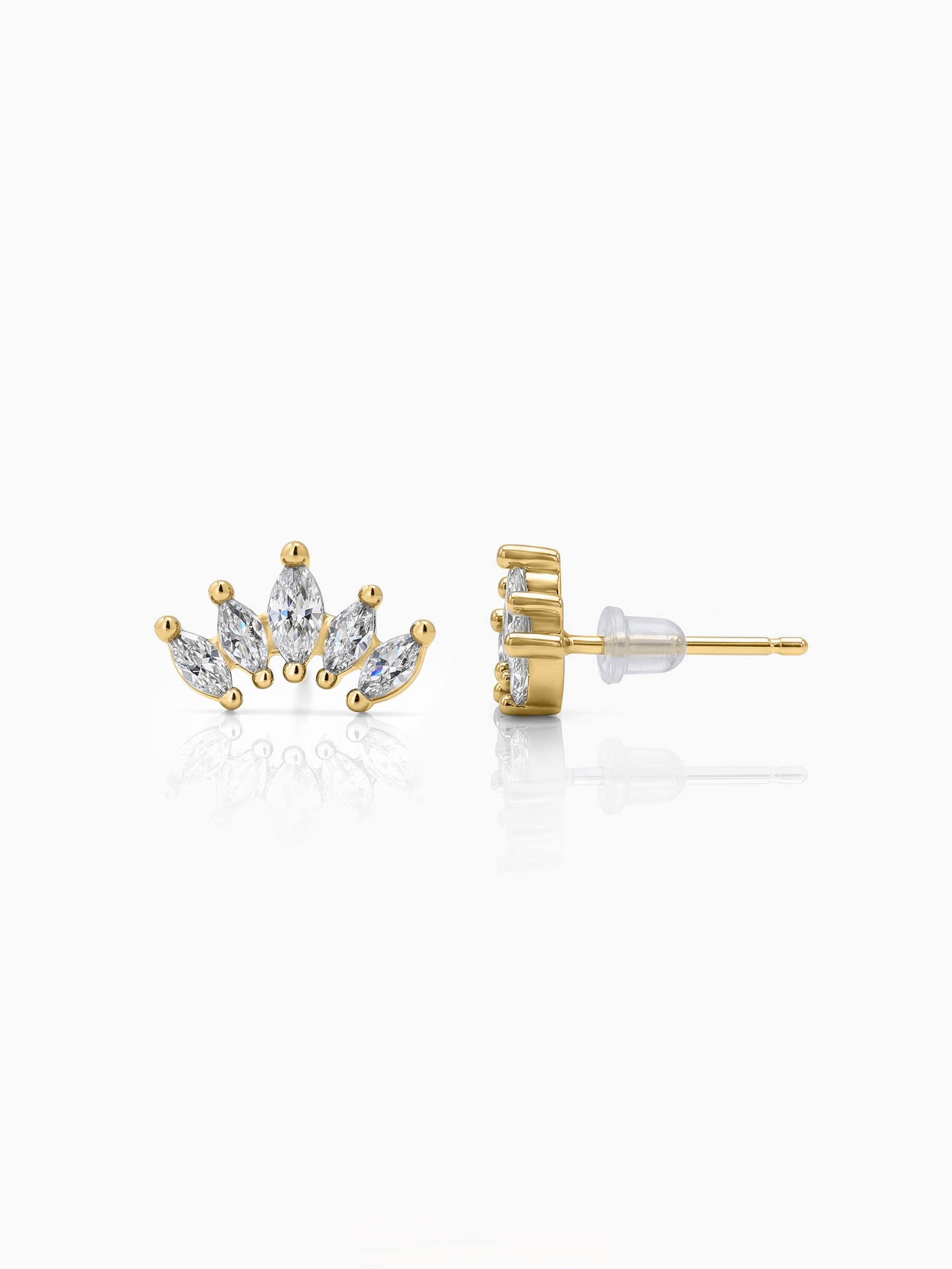 Lorina Mini Crown 18K Gold Plated Earrings - Swashaa