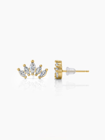 Lorina Mini Crown 18K Gold Plated Earrings - Swashaa