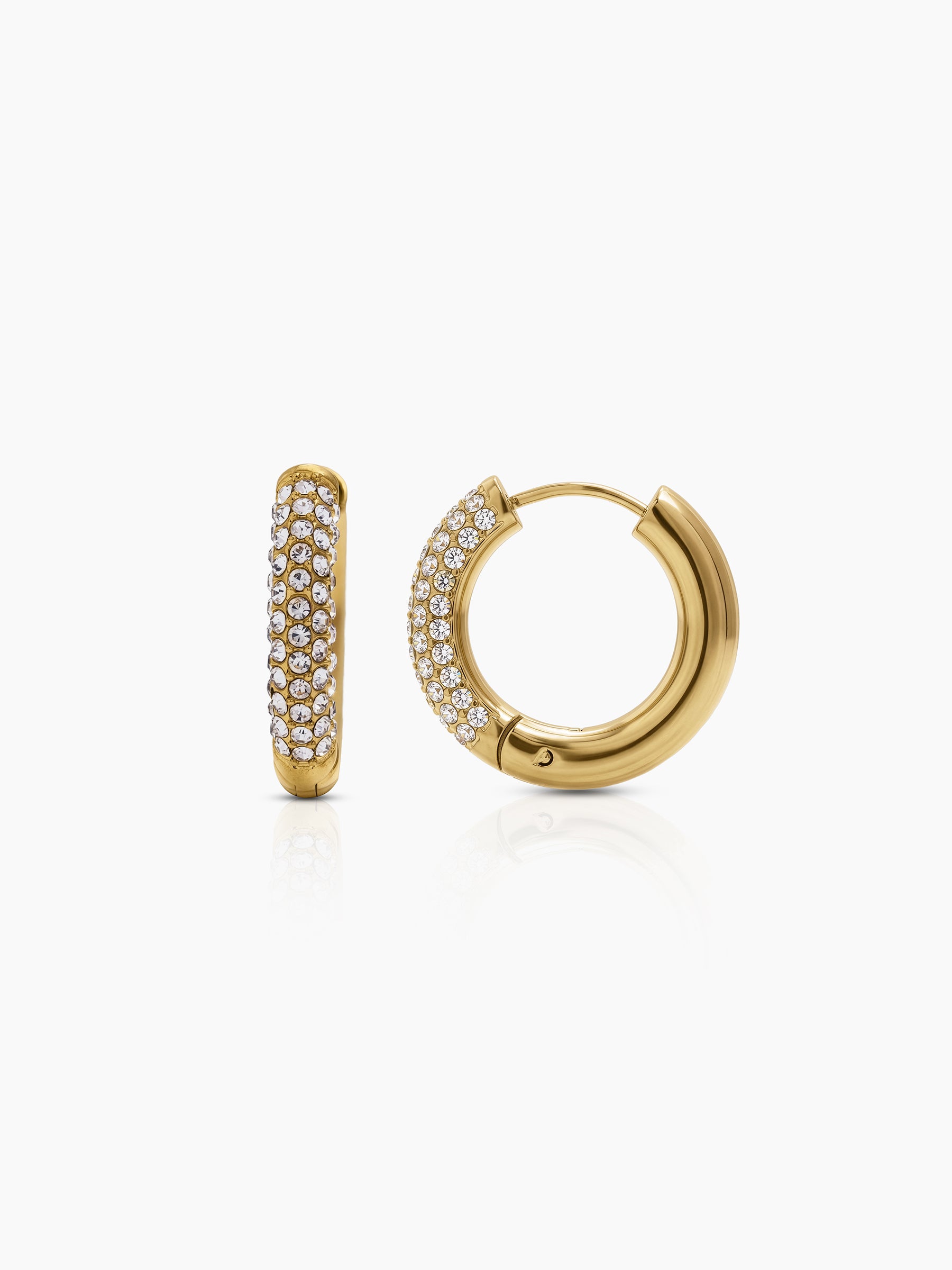 Lorveta Diamond Solitaire 18K Gold Plated Women's Hoop Earrings