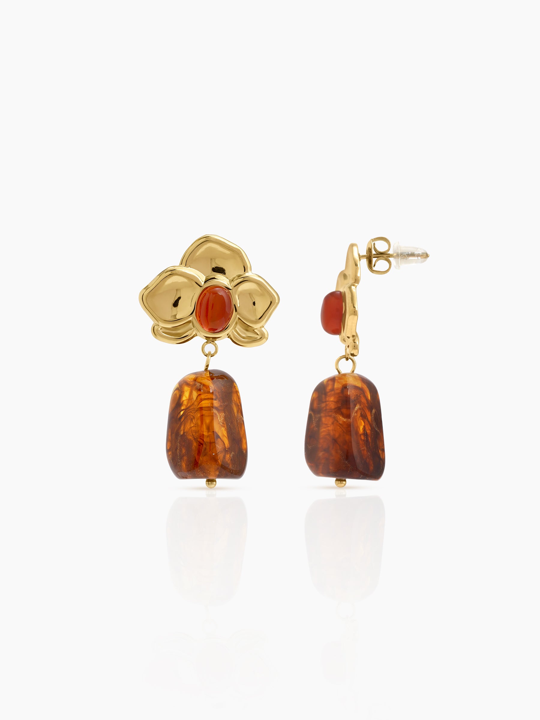 Lovenna Floral MultiColour Stone 18K Gold Plated Women's Stud Dangling Earrings