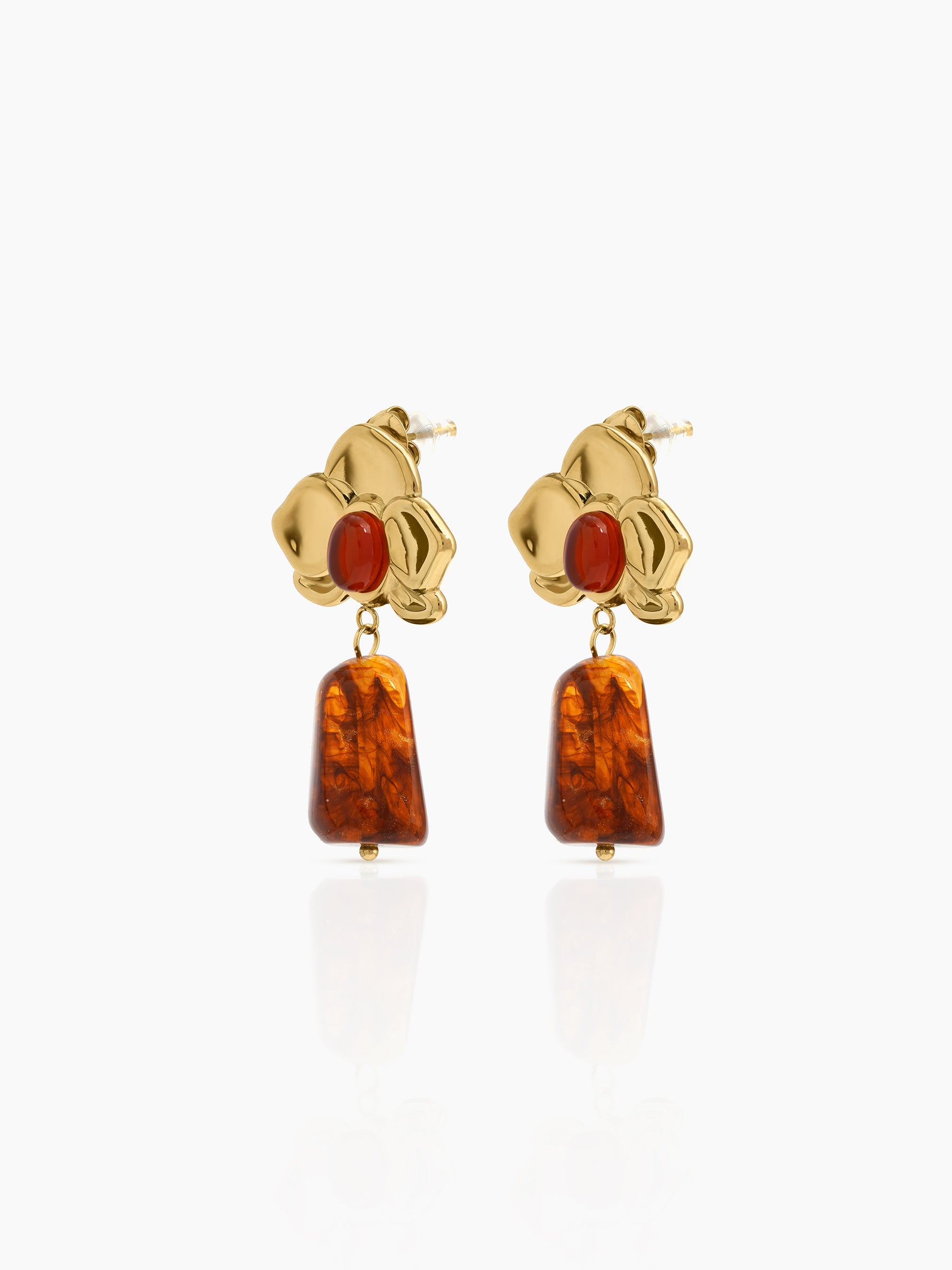 Lovenna Floral MultiColour Stone 18K Gold Plated Women's Stud Dangling Earrings