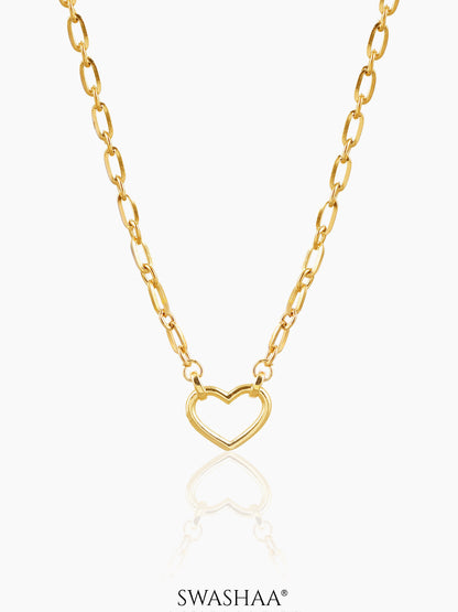 Luba Link Heart Charm 18K Gold Plated Necklace
