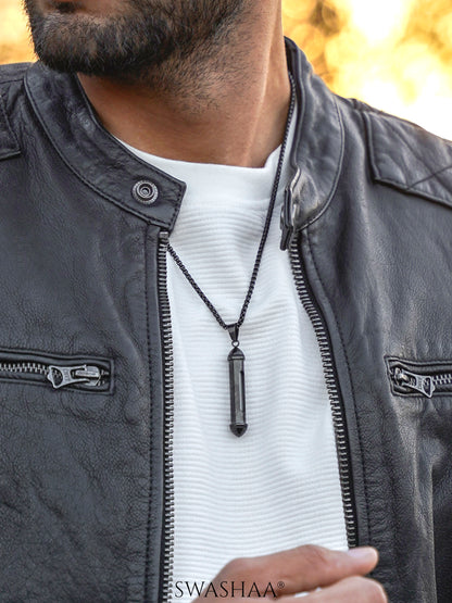 Luca Cylindrical Capsule Black Men's Chain Pendant