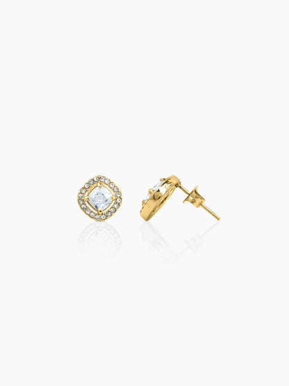 Lucent Cushion Solitaire 18K Gold Plated  Men's Stud Earrings