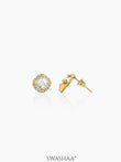 Lucent Cushion Solitaire 18K Gold Plated  Men's Stud Earrings