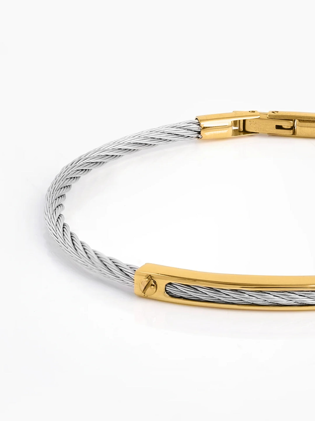 Lucian Silver 18K Gold Bar Wired Men's Bracelet