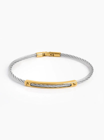 Lucian Silver 18K Gold Bar Wired Men's Bracelet