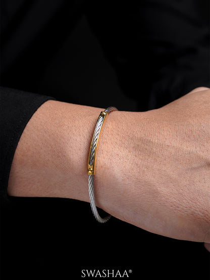 Lucian Silver 18K Gold Bar Wired Men's Bracelet