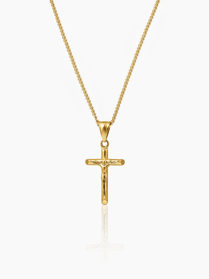 Lucien Crucifix 18K Gold Plated Men's Chain Pendant