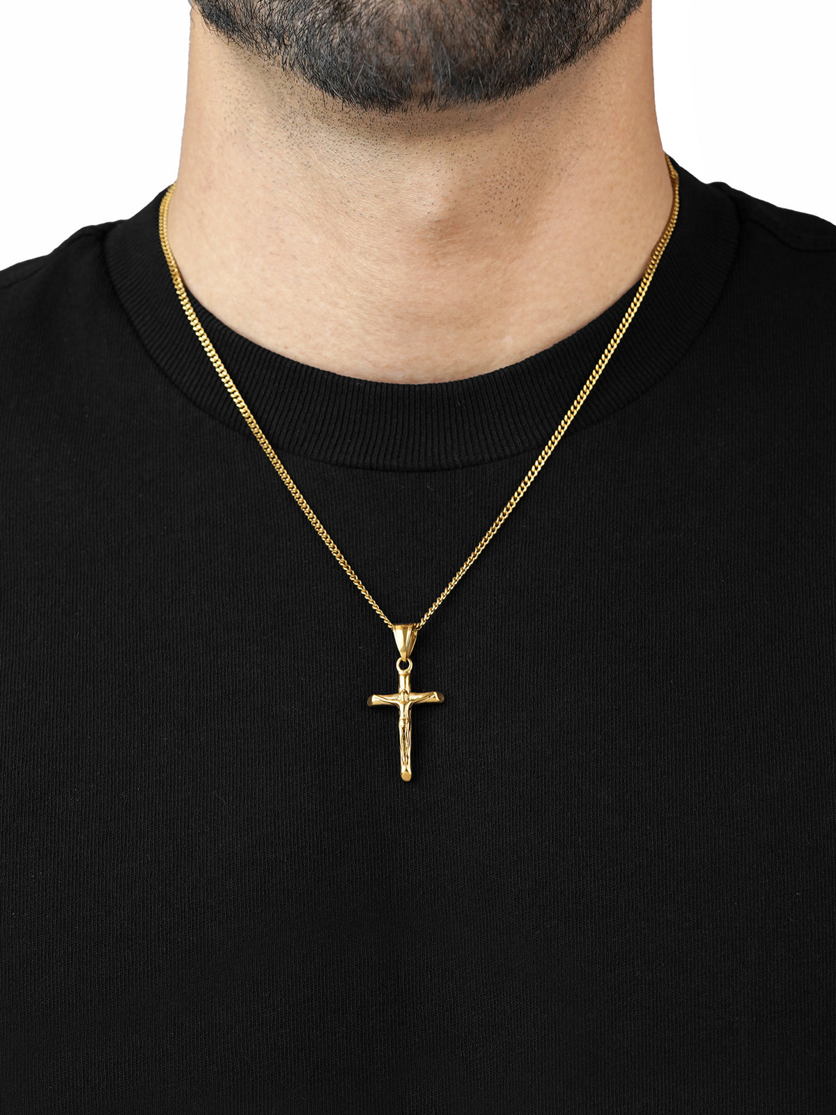 Lucien Crucifix 18K Gold Plated Men's Chain Pendant - Swashaa