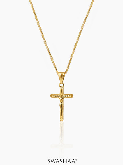 Lucien Crucifix 18K Gold Plated Men's Chain Pendant